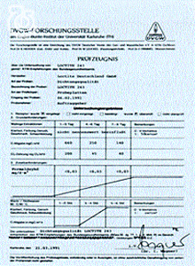 Образец сертификата использования в немецкой пищевой промышленности фиксатора резьб.